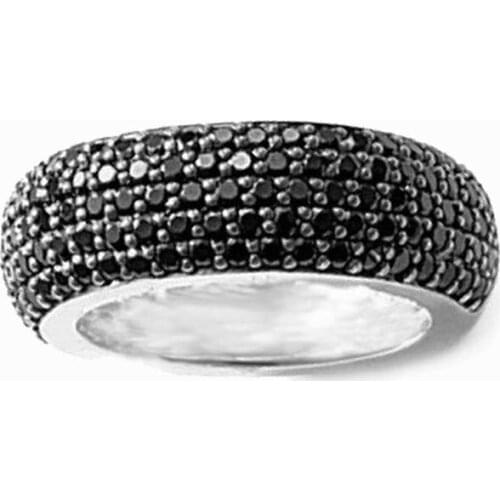 Black Pave Cocktail Ring 925 Sterling Silver Europe Style Fine Good Jewerly For Women Men 2021 Summer Gift Super Deals Wholesale