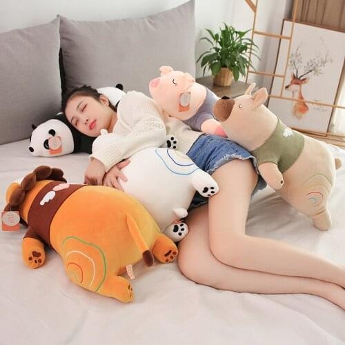 Long Animals Plush Toy Stuffed Squishy Animal Lying Pillow Shar Pei Dog Pig Lion Panda Polar Bear Plushie Toy Sleeping Friend