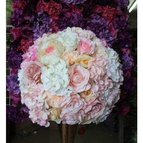 SPR 35cm mix Pink champagne series artificial rose wedding flower wall backdrop road lead flower table centerpiece flower ball