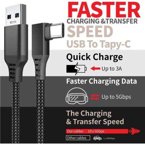 Charging Cable Data Line for Oculus Quest 1/2 Link VR Headset USB 3.0 Type C Data Transfer Type-C To USB-A Cord VR Accessorie