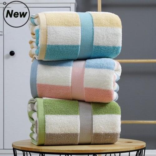 Multi-color Adult Bath Towels 32 Strands Pure 100% Cotton Striped Bathroom Towel Set 70*140CM Household Present