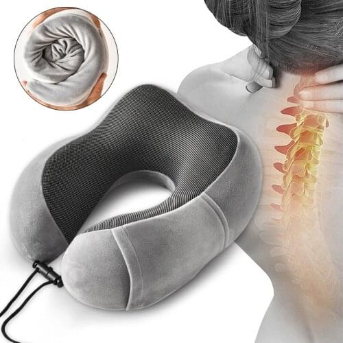 UShaped Soft Magnetic Cloth Travel Pillows Memory Foam Pillow Airplane Car Office Nap Pillows for Sleep Neck Cervical Pillow 1Pc