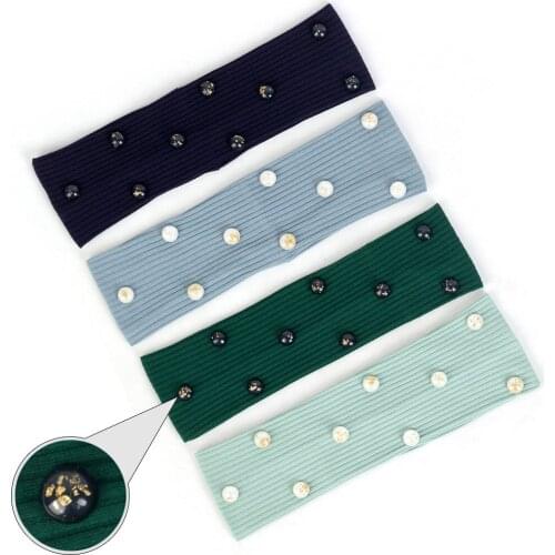 New Fashion Women Ribbed Hairband Gold Foil Round Beads Accessories For Girls Female Flat Stretchy Headband Striped Turban DZ778