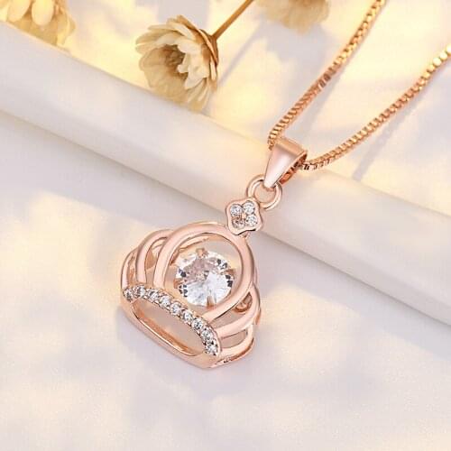 New Crown Smart Necklace Female Beating Heart Pendant Simple Style All-match Clavicle Chain Zircon Jewelry