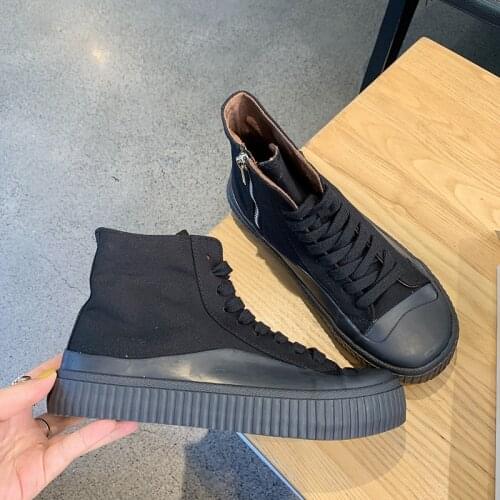 Plimsolls canvas sneakers rope soled shoes skateboard shoes Overfire thick bottom cork high top Star Lindy Soft bottom increased