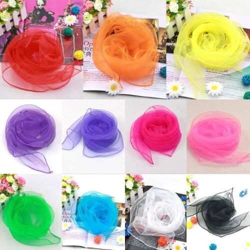 Transparent Summer Scarf For Women Square Solid Color Head Wear Thin Chiffon Neck Shawl Beach Vacation Accessories 70cm*70cm