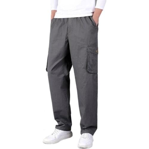 65% Dropshipping!!New mens trousers straight leg solid color loose casual mid-waist home pants