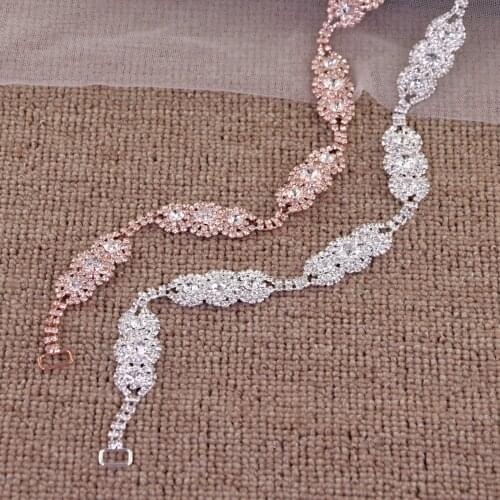 Silver Rose Gold Wedding Belt Formal Dress Sashes Bridal Belt Alloy Bridal Wedding Sash Women Belt Wedding Dress Accessories