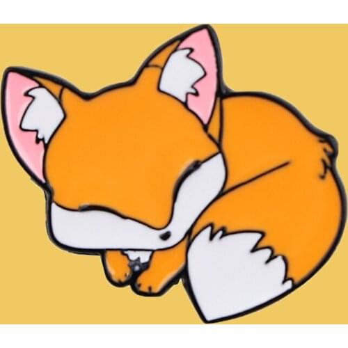 SP1342 Cartoon Animal Brooch Pin Cute Fox Metal Brooches For Women Vintage Lapel Pin Hat Bag Accessories Jewelry Gift