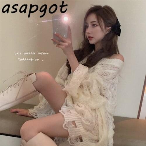 O Neck Pink Hollow Out Sweaters Women Fashion Autumn New Chic Korean Loose Outfit Long Sleeve Pullovers Knitwear Elegant White