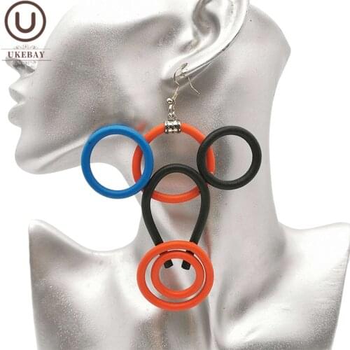 UKEBAY New Multicolor Drop Earrings for Women Statement Big Earrings Jewelry Handmade Rubber Accessories Female Party Jewellery