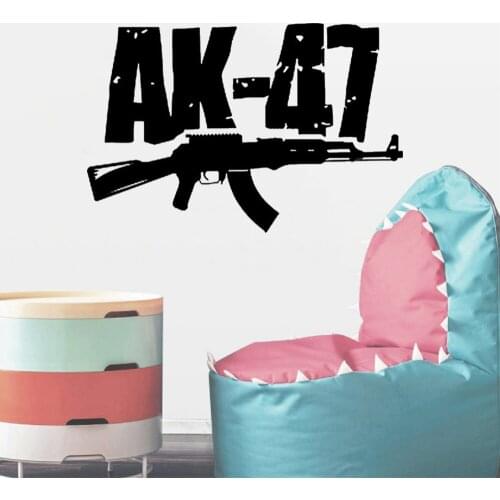 AK-47 Rifle Machine Gun Weapon Wall Decal Self-adhesive Wallpaper Poster Home Decor For Boys Room Decor Vinyl Q205