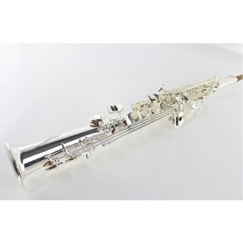 High quality Integral Type Soprano Saxophone Silver plated B Sax Soprano Professional Musical Instruments Free Ship Mouthpiece