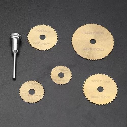 WENXING 6pcs HSS Circular Saw Blade Rotary Tool For Dremel Metal Cutter Power Tool Set Wood Cutting Discs Drill Mandrel Cutoff
