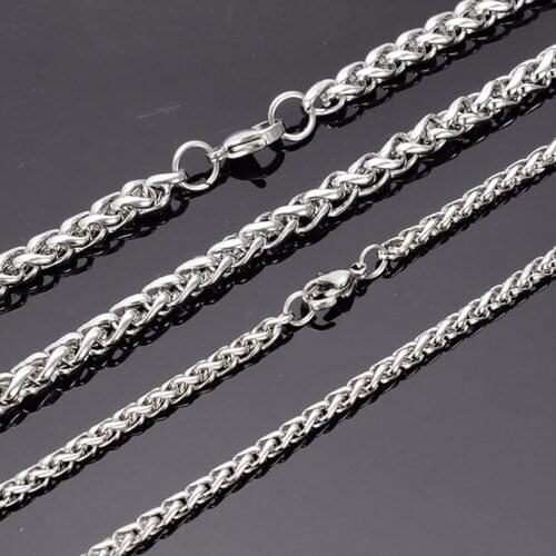 Women Mens Silver Stainless Steel Wheat Chain Necklace 3/4/5/6mm 16"-30"