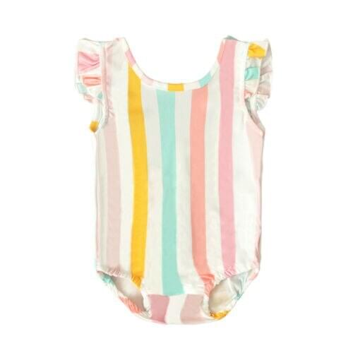 2020 Hot Sell One-Piece Swimsuit Toddler Baby Kids Girls Beach Swimsuit Swimwear Bikini Set Rainbow Striped Bathing Suit