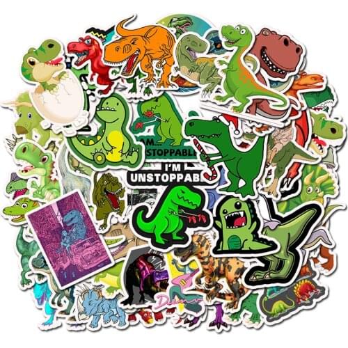 50Pcs Dinosaur Animal Stickers Boys Toys Jurassic Anime Cool Funny Waterproof Sticker To DIY Cups Skateboard Car Laptop Sticker
