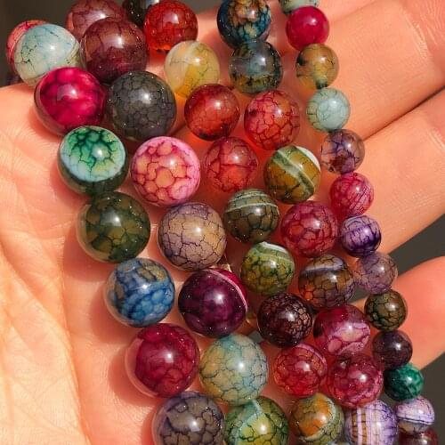6 8 10mm Multicolor Dragon Veins Agates Beads Natural Loose Stone Beads for Jewelry Making DIY Bracelets Necklace 15''Inches