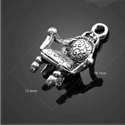 High Quality 20 Pieces/Lot 13.9mm*18.1mm Metal Diy Handmade Antique Silver plated Vintage Sofa Chair Charms For Jewelry Making