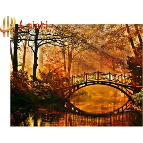 Diamond Painting Natural scenery, small bridge, trees Cross Stitch Square Round Diamond EDit embroidery Handwork Rhinestone Art