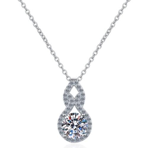 ANZIW 925 Sterling Silver Round Cut Moissanite Diamond gourd Pendant Necklace For Women Wedding Pendant Necklace Jewelry Gifts