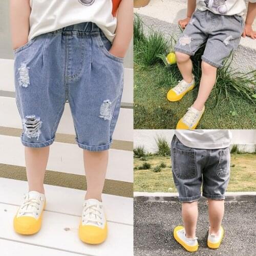 Childrens denim shorts 2021 summer new boys and girls fashion five-point pants little boys cross-border pants