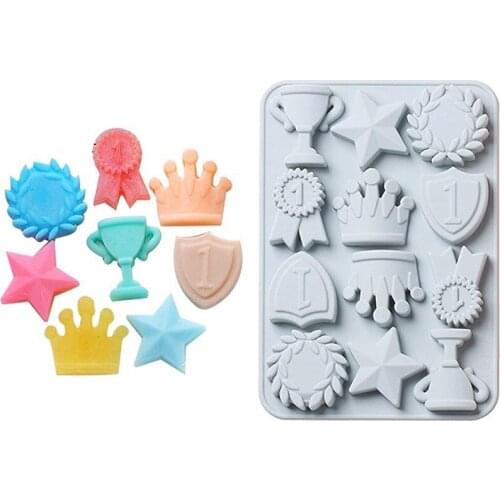 DIY Cartoon Crown Trophy Silicone Fondant Cake Mold Cupcake Jelly Candy Chocolate cake Decoration Baking Tool Moulds