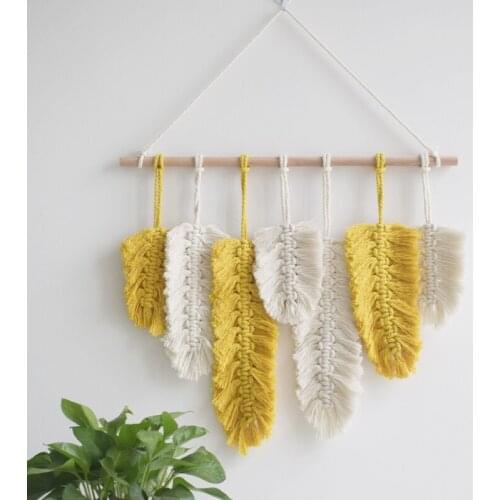 Hand-woven Tapestry Cotton And Linen Leaves Shape Creative Wall Hanging Home Ornaments Show Window Decor Nation Wind Handicraft