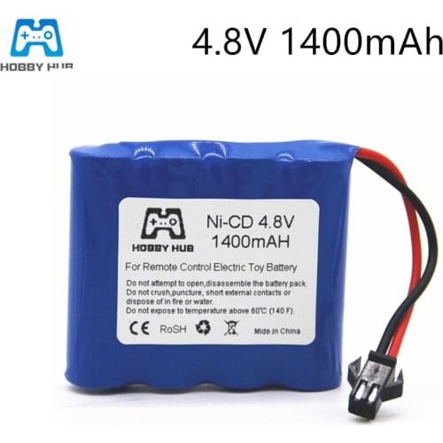 Hobby Hub 4.8V 1400mAh Ni-Cd High Capacity Rechargeable Battery for RC boat cars toy AA nicd Battery 4.8v 1400 mah Electric toy