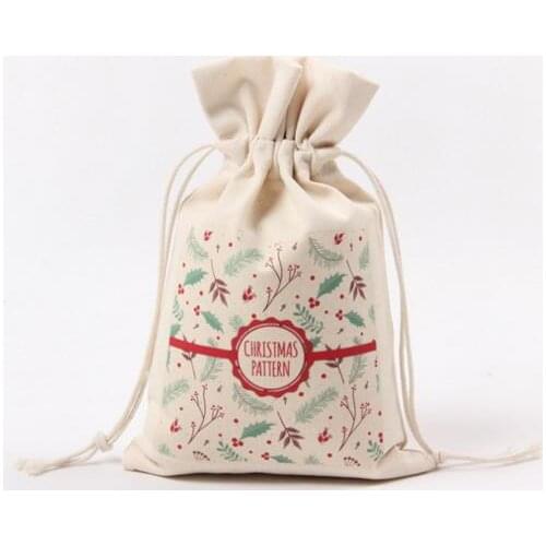 Canvas Christmas Gift Bag wedding candy favors pouches Sika Deer Pattern Santa Sack party gift wrap festive supplies 9 designs