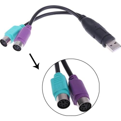 Cable USB to Dual PS/2 Cable USB Male to Female PS/2 Adapter Converter Extension Cord for Keyboard Mouse USB Wire Adapter Cable