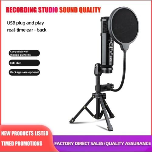 USB Condenser Microphone for Computer USB PC Microphone Mic Stand POP Filter to Gaming Streaming Podcasting Recording Headphone