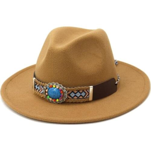 Fashion Royal Blue Felt Hat Women Men Wide Brim Wool Jazz Fedora Hats Panama Trilby Cap Trend Gambler Turquoise Hat HF186