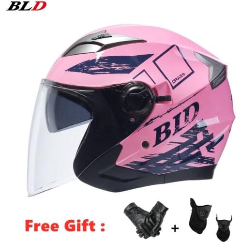 2021 New Motorcycle Double Lens Helmet Half Face ABS Electric Safety Casque Motorbike Casco for Women/Men Open Face Scooter