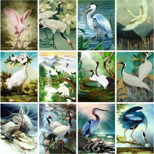5D Diy Diamond Painting Crane Animals Pictures Diamond Embroidery Handmade Gift Cross Stitch Kit Rhinestone Mosaic Home Decor