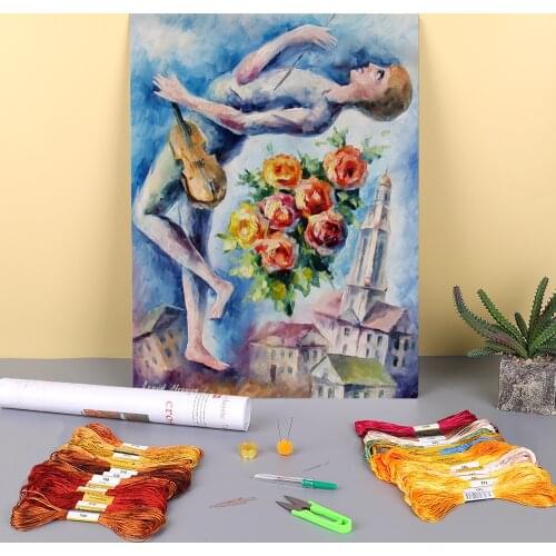 Oil Painting Style Pre-Printed 11CT Cross Stitch Set DIY Embroidery DMC Threads Hobby Needlework Craft Handiwork Sales Decor