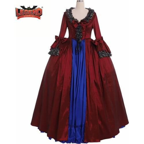Rococo Colonial Georgian 18th Marie Antoinette Day Court gown Dress red rococo gown dress