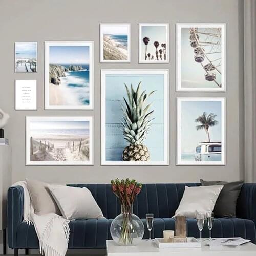 Nature Landscape Canvas Painting Flower Grass Beach Pineapple Wall Art Poster Nordic Print Modern Picture Living Room Home Decor