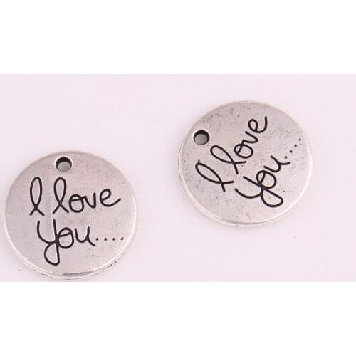 New arrival I LOVE YOU Diameter 19.5mm round DIY charms for Necklace Bracelet earring Xmas Gift For Lover Couples