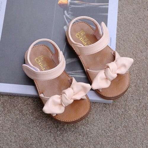 1 2 3 4 5 6 Years ChildrenS Summer Flat Shoes Toddler Girls Sandals Princess Kids Fashion Bow Sandals 2021 Baby Beach Shoes