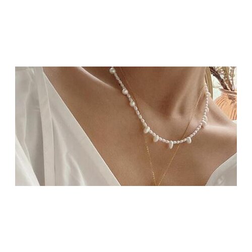 New Fine Real Pearl Jewelry 2-4mm Rice 9MM White Color Baroque Genuine Freshwater Pearl Choker Necklace Women Gift Fine Jewelry
