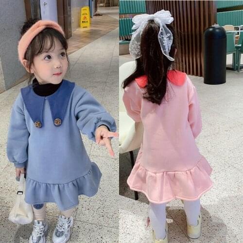 Girls Dress Dovetail Collar Small Ball Fleece Padded Princess Dress 2020 New Autumn And Winter Warm Clothes ChildrenS Clothing