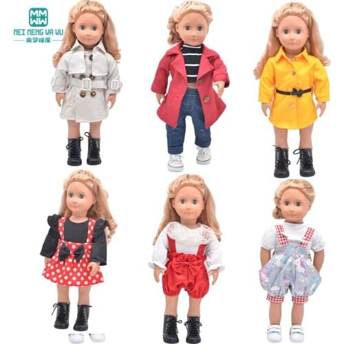 Fits 45cm American doll clothes Fashion Coat, suspender skirt, jeans Girls gift