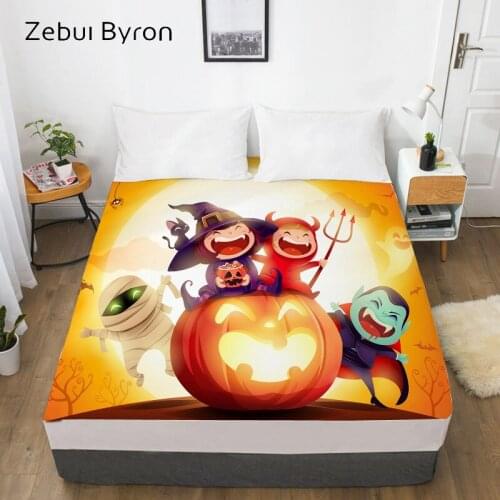 3D HD Print Bed Sheet With Elastic,Fitted Sheet Custom Size,Mattress Cover 150/180/200/160x200,Bedding Halloween Kids Party
