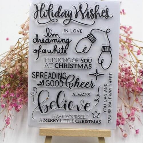 SC146 Holiday Wishes CLEAR STAMPS Sheet SILICONE Stamps Suitable for Card Making /Scrapbooking/ Photo Albums/Diary/Paper Crafts