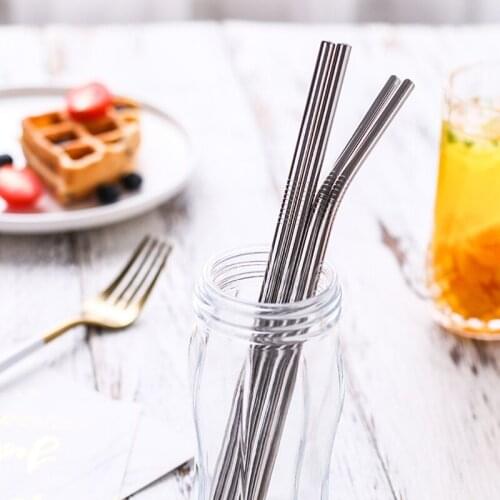 Stainless Steel Straws For Drinks Reusable Straws With Cleaning Brush For Kitchen Accessories