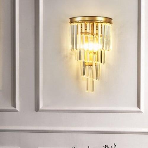 Modern Bedsides Wall Sconce Lamps Luxury Golden Crystal Wall Light Fixtures Bedside LED Wall Lamps For Bedroom Living Room