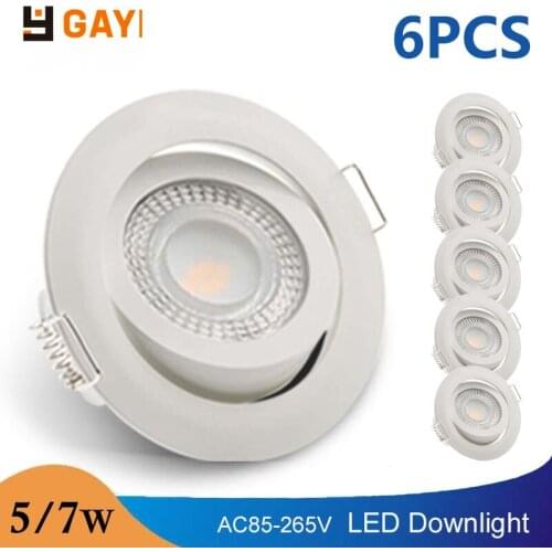 Hot Dimmable LED Downlight 5W 7W Recessed Lamp Round Driveless Adjustable Spot Light Indoor Kitchen Bedroom Bulb AC 85V-265V