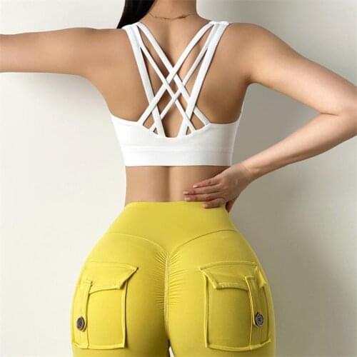 Mermaid Curve High-Strength Shockproof Running Training Bra Multi-Shoulder Strap Cross Push Up Yoga Bra Women Sexy Sports Bra