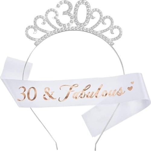 Adult Birthday Party Etiquette Headband Set 30 40 50th Birthday Digital Crown 60 Fabulous Shoulder Strap